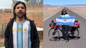 Pedaleó más de 7.000 km para ver a Argentina en el Mundial, pero se frustró el sueño